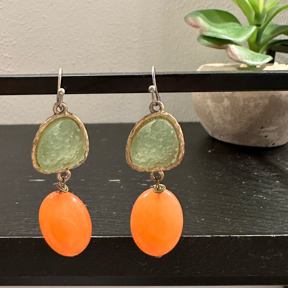 Sweet coral and sea foam druzy earrings